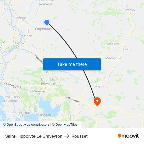 Saint-Hippolyte-Le-Graveyron to Rousset map
