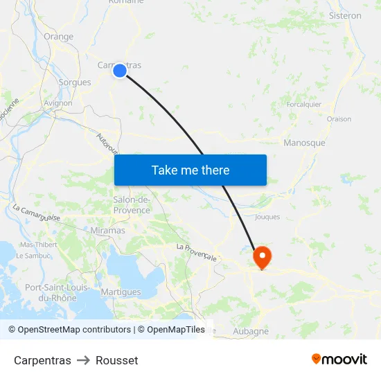 Carpentras to Rousset map