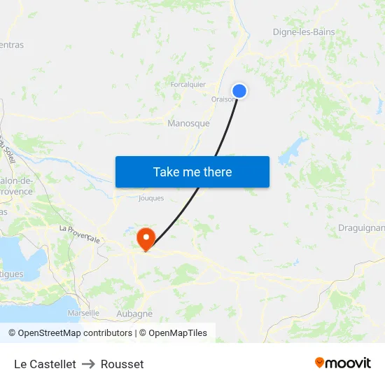 Le Castellet to Rousset map