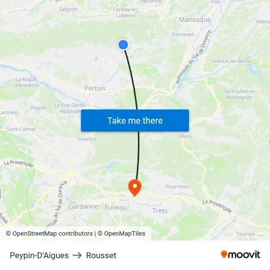Peypin-D'Aigues to Rousset map