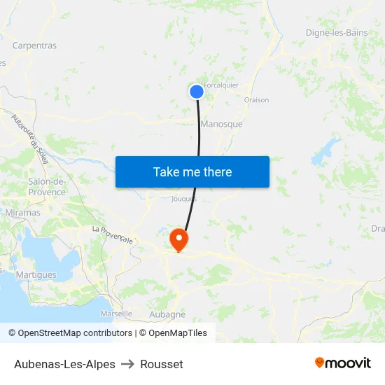 Aubenas-Les-Alpes to Rousset map