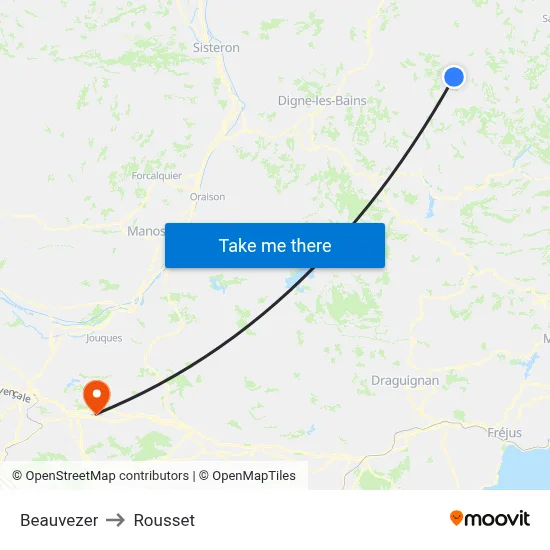 Beauvezer to Rousset map