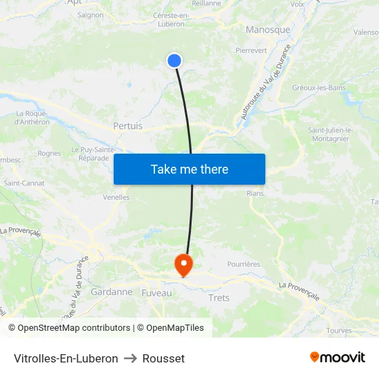 Vitrolles-En-Luberon to Rousset map