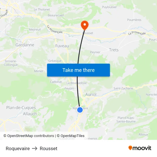 Roquevaire to Rousset map