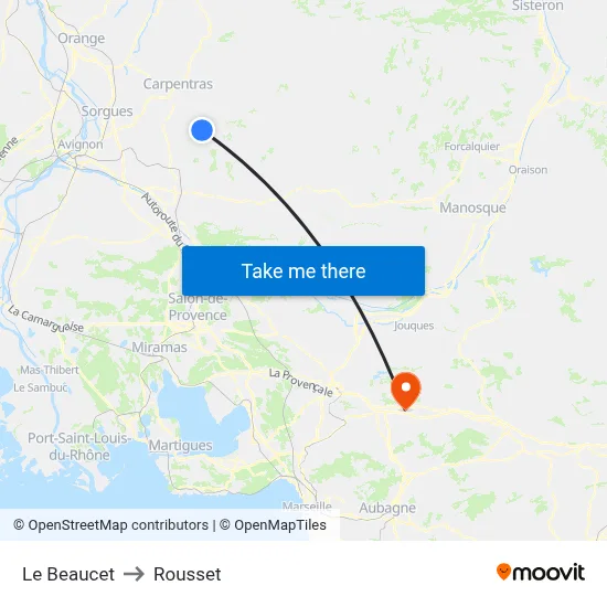 Le Beaucet to Rousset map