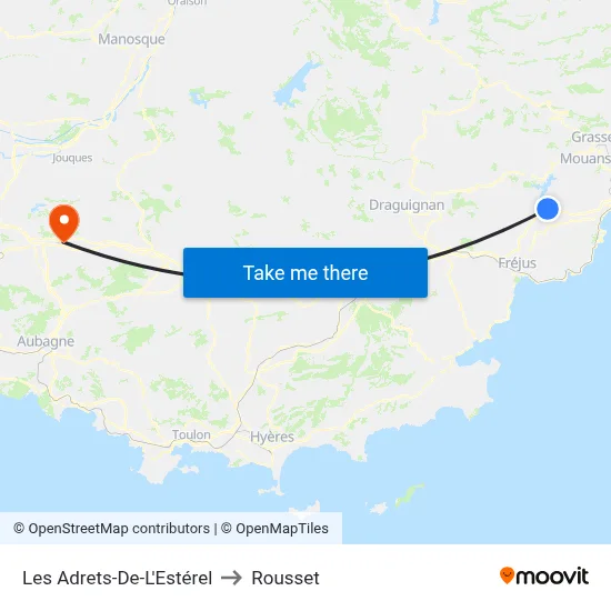 Les Adrets-De-L'Estérel to Rousset map