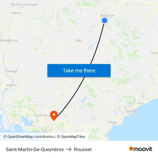 Saint-Martin-De-Queyrières to Rousset map