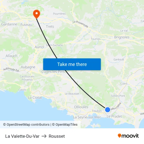 La Valette-Du-Var to Rousset map