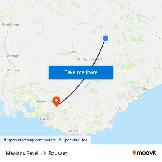 Méolans-Revel to Rousset map