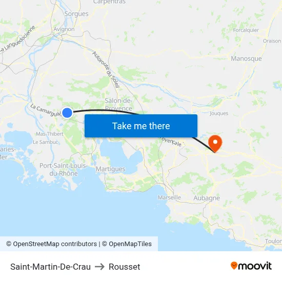 Saint-Martin-De-Crau to Rousset map