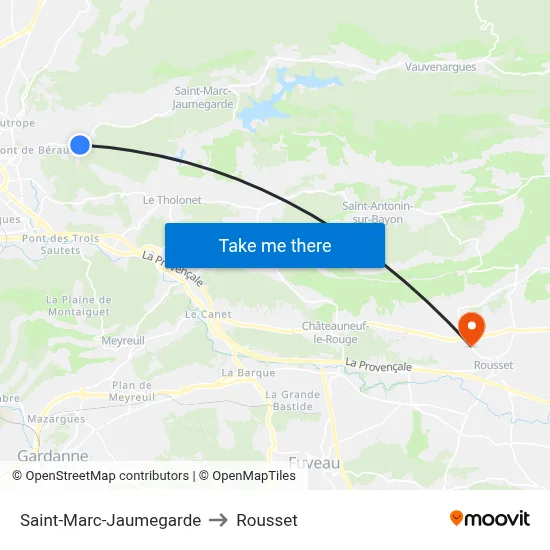 Saint-Marc-Jaumegarde to Rousset map