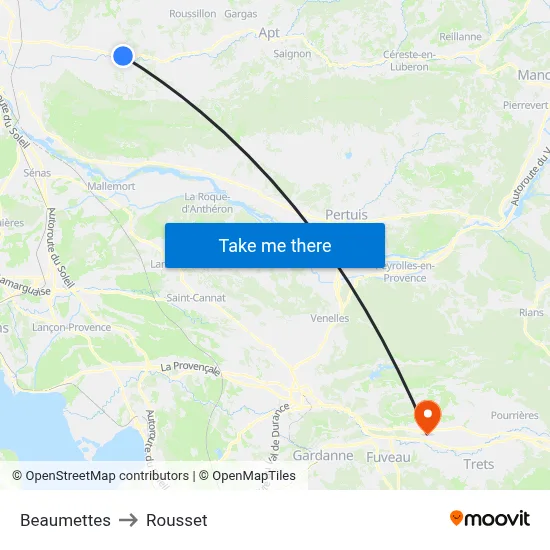 Beaumettes to Rousset map