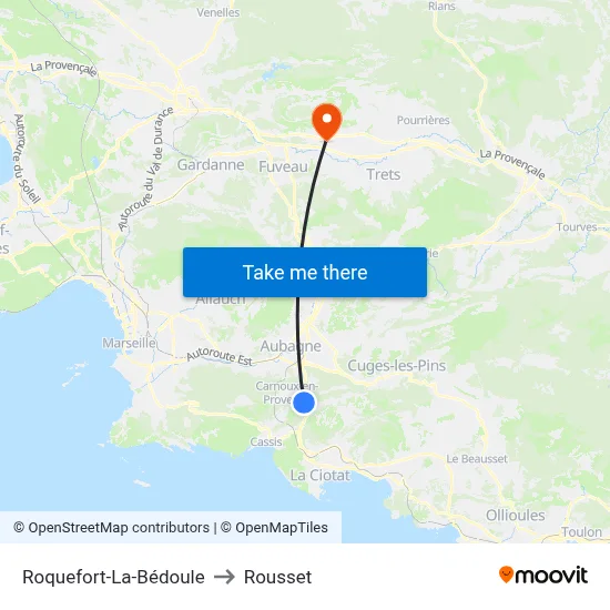 Roquefort-La-Bédoule to Rousset map
