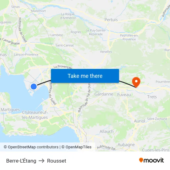 Berre-L'Étang to Rousset map