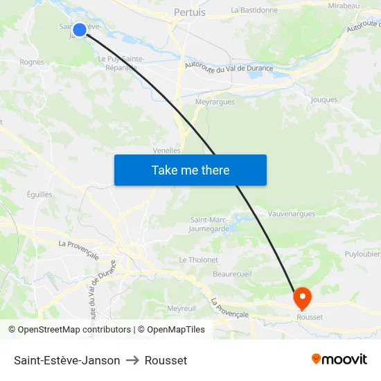 Saint-Estève-Janson to Rousset map