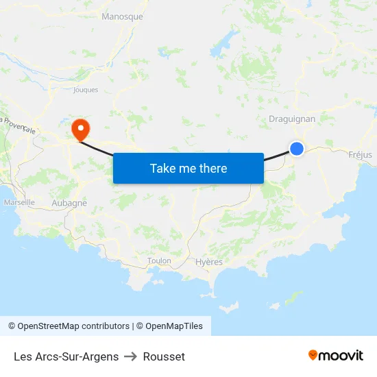 Les Arcs-Sur-Argens to Rousset map