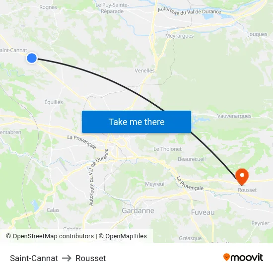 Saint-Cannat to Rousset map