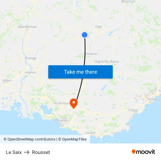 Le Saix to Rousset map