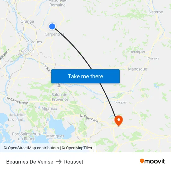 Beaumes-De-Venise to Rousset map