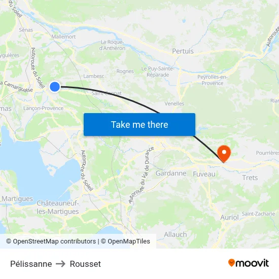 Pélissanne to Rousset map