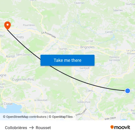 Collobrières to Rousset map