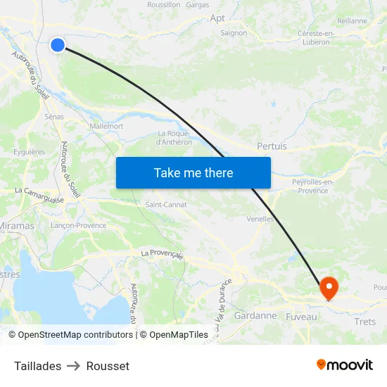 Taillades to Rousset map