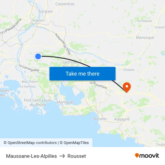 Maussane-Les-Alpilles to Rousset map