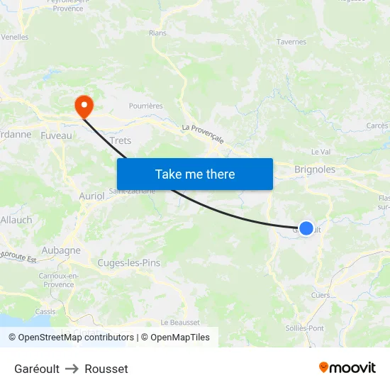 Garéoult to Rousset map