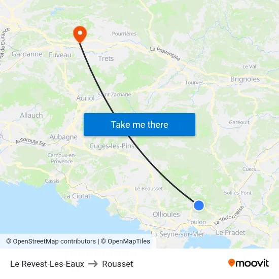 Le Revest-Les-Eaux to Rousset map