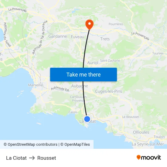 La Ciotat to Rousset map