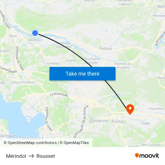 Mérindol to Rousset map