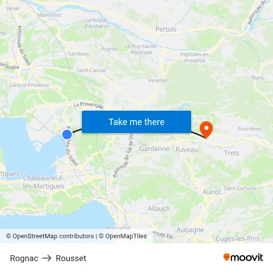 Rognac to Rousset map