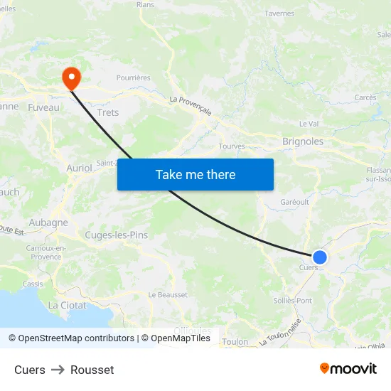 Cuers to Rousset map