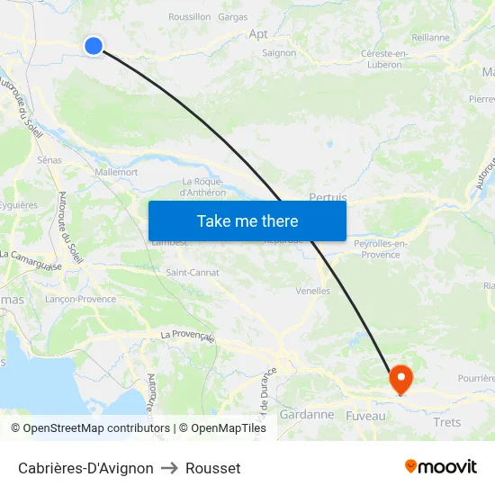 Cabrières-D'Avignon to Rousset map