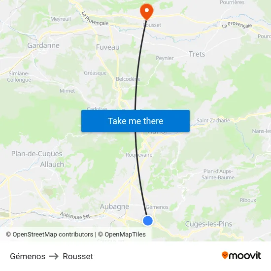 Gémenos to Rousset map