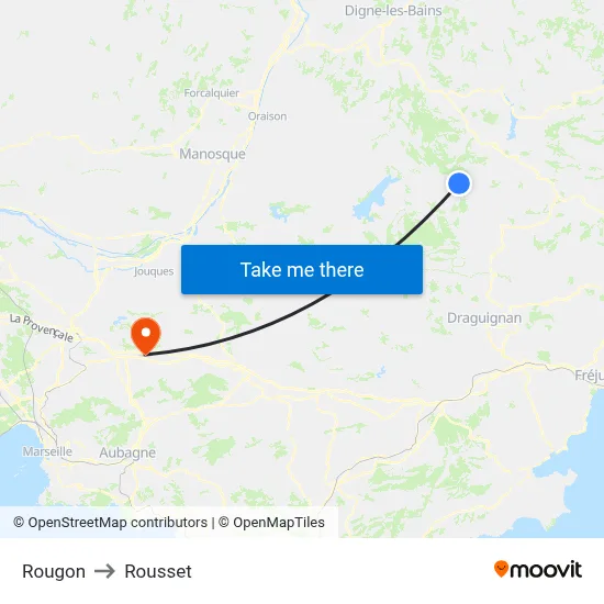 Rougon to Rousset map
