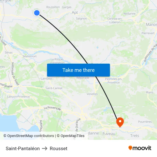 Saint-Pantaléon to Rousset map