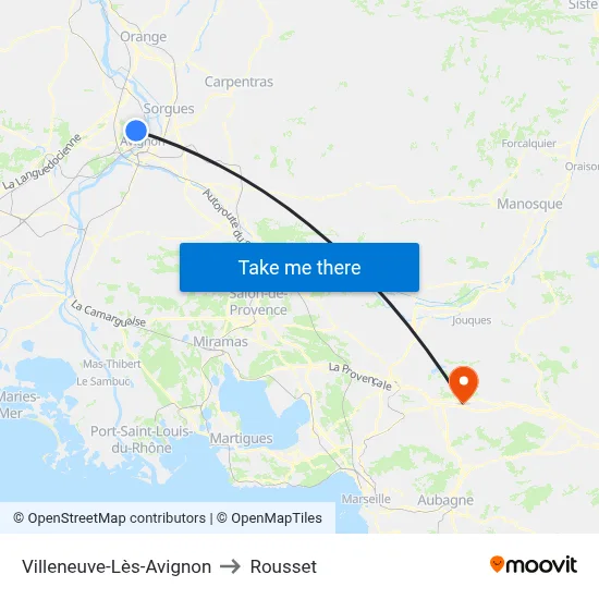 Villeneuve-Lès-Avignon to Rousset map