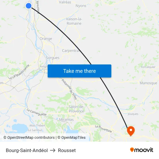 Bourg-Saint-Andéol to Rousset map