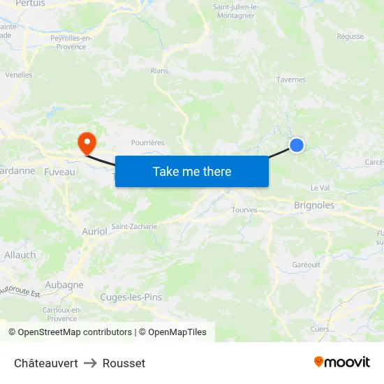 Châteauvert to Rousset map