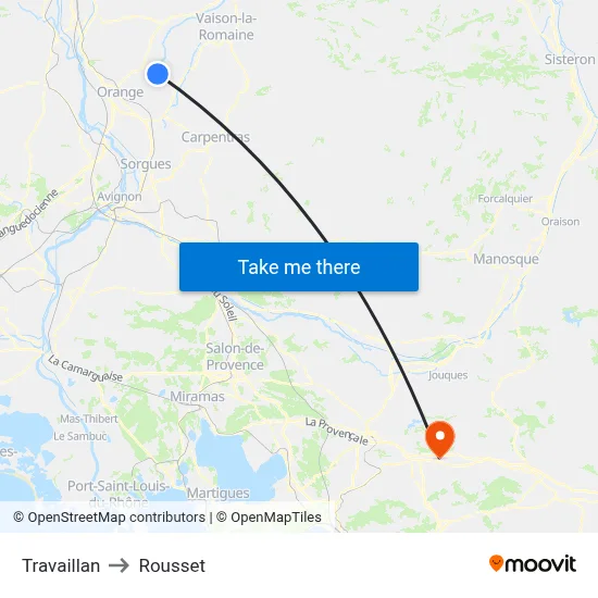 Travaillan to Rousset map