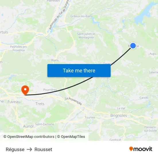 Régusse to Rousset map