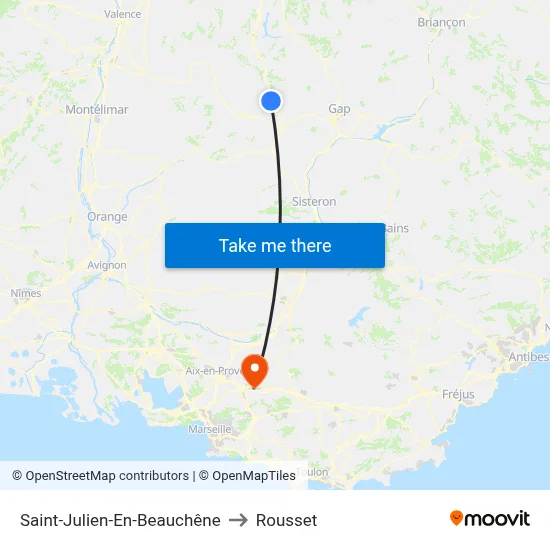 Saint-Julien-En-Beauchêne to Rousset map