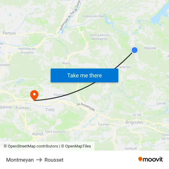 Montmeyan to Rousset map