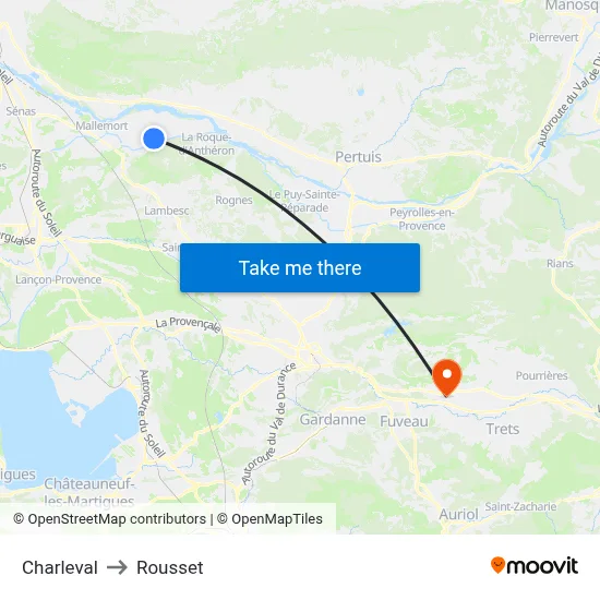 Charleval to Rousset map