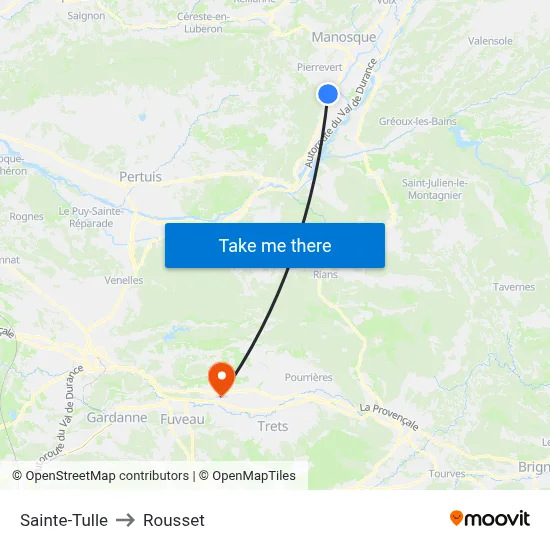 Sainte-Tulle to Rousset map