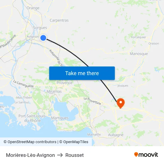 Morières-Lès-Avignon to Rousset map