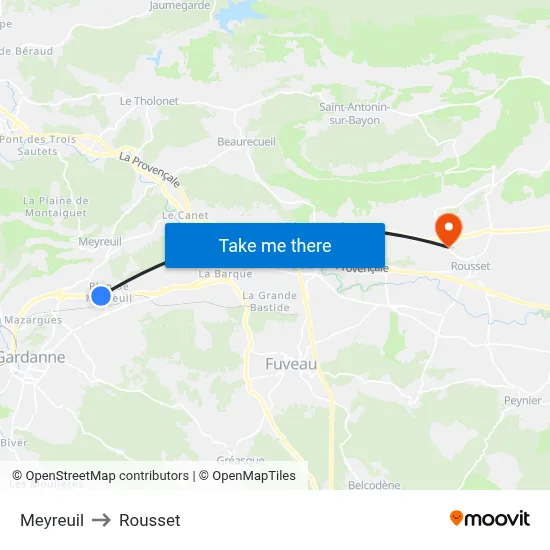 Meyreuil to Rousset map