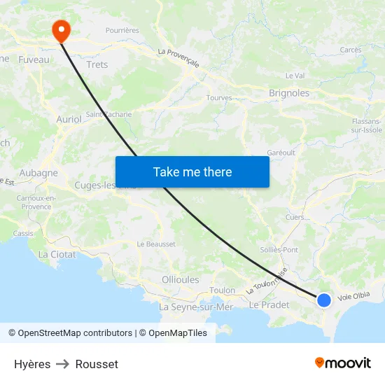 Hyères to Rousset map
