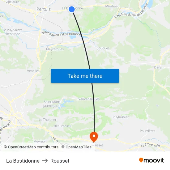 La Bastidonne to Rousset map